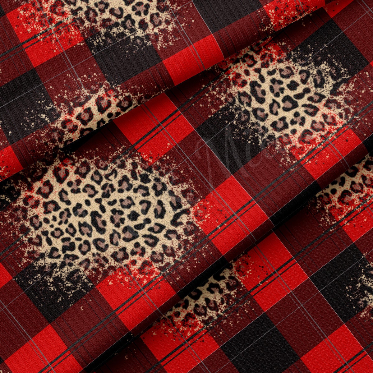 Christmas Rib Knit Fabric by the Yard Ribbed Jersey Stretchy Soft Polyester Stretch Fabric 1 Yard RBK2058