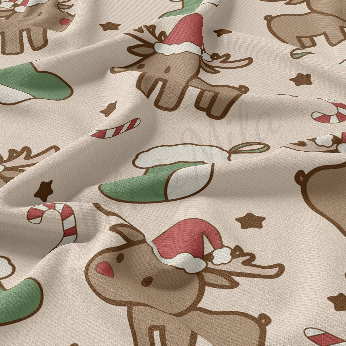 Christmas Rib Knit Fabric by the Yard Ribbed Jersey Stretchy Soft Polyester Stretch Fabric 1 Yard RBK2060