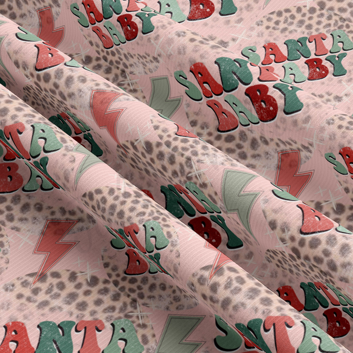 Christmas Rib Knit Fabric by the Yard Ribbed Jersey Stretchy Soft Polyester Stretch Fabric 1 Yard RBK2063