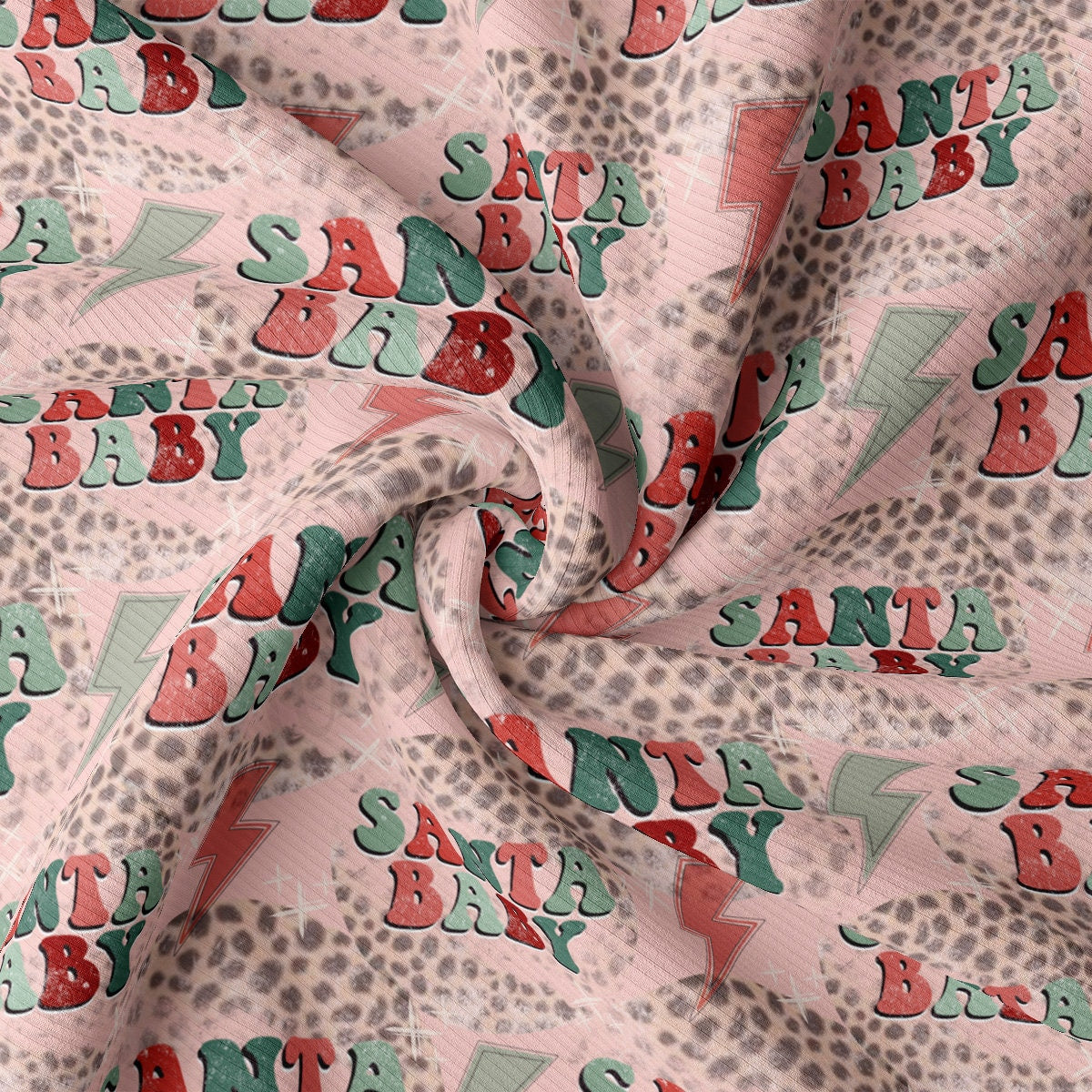 Christmas Rib Knit Fabric by the Yard Ribbed Jersey Stretchy Soft Polyester Stretch Fabric 1 Yard RBK2063