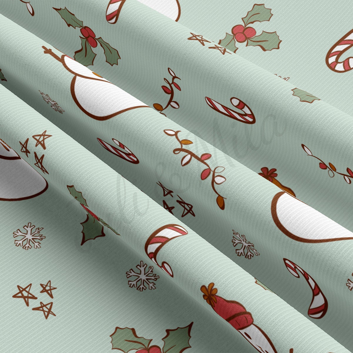 Christmas Rib Knit Fabric by the Yard Ribbed Jersey Stretchy Soft Polyester Stretch Fabric 1 Yard RBK2065