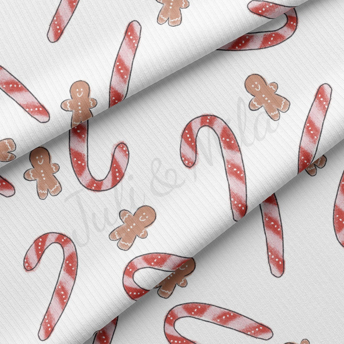 Rib Knit Fabric by the Yard Ribbed Jersey Stretchy Soft Polyester Stretch Fabric 1 Yard RBK2088 Christmas