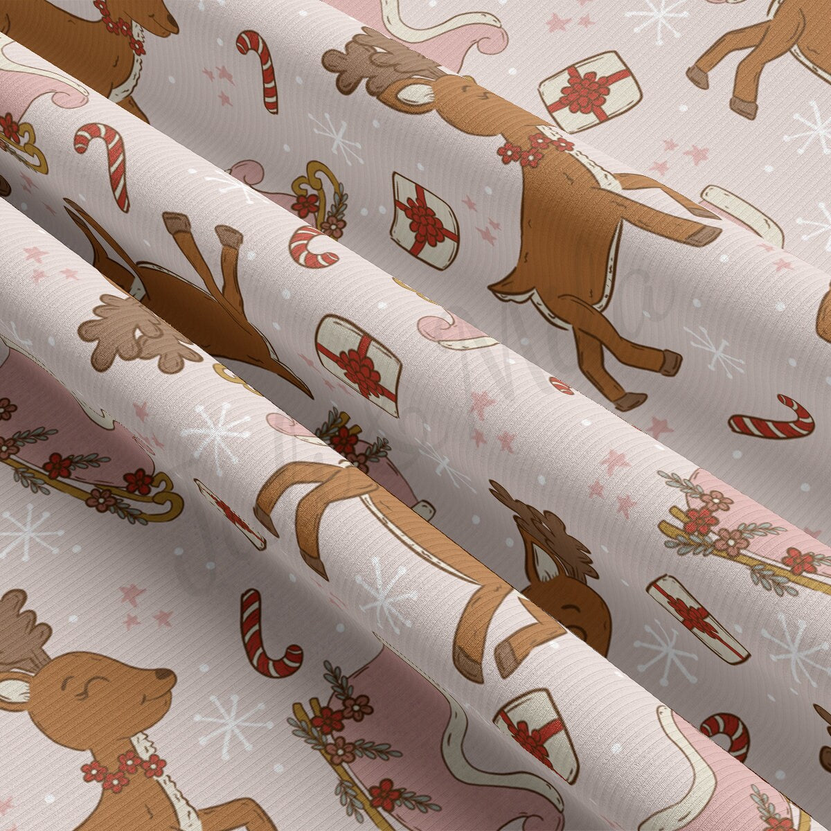Rib Knit Fabric by the Yard Ribbed Jersey Stretchy Soft Polyester Stretch Fabric 1 Yard RBK2094 Christmas