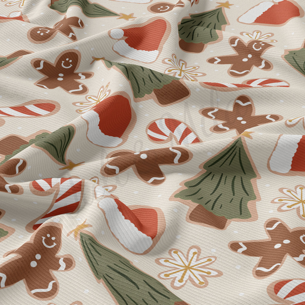 Rib Knit Fabric by the Yard Ribbed Jersey Stretchy Soft Polyester Stretch Fabric 1 Yard RBK2098 Christmas