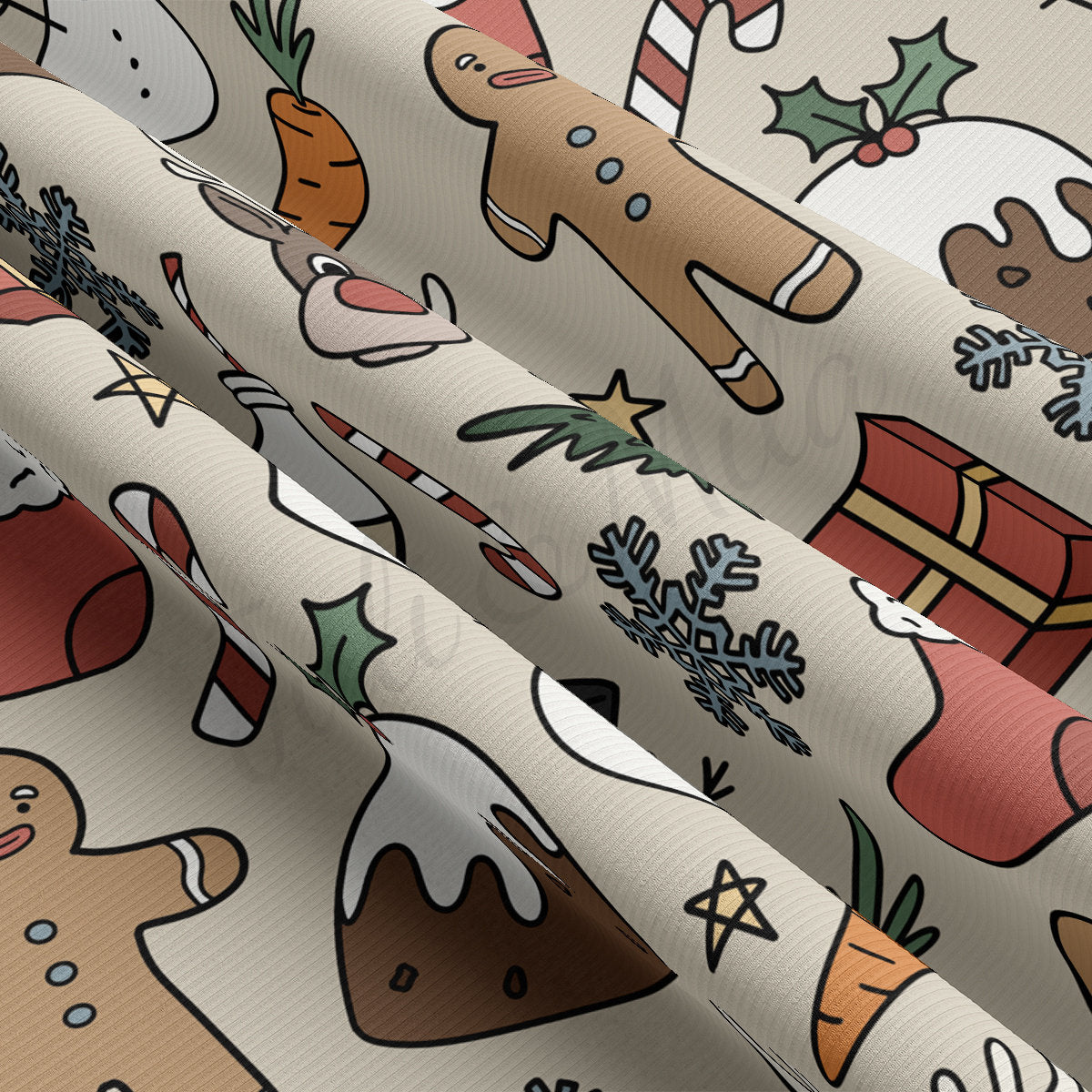 Rib Knit Fabric by the Yard Ribbed Jersey Stretchy Soft Polyester Stretch Fabric 1 Yard RBK2101 Christmas