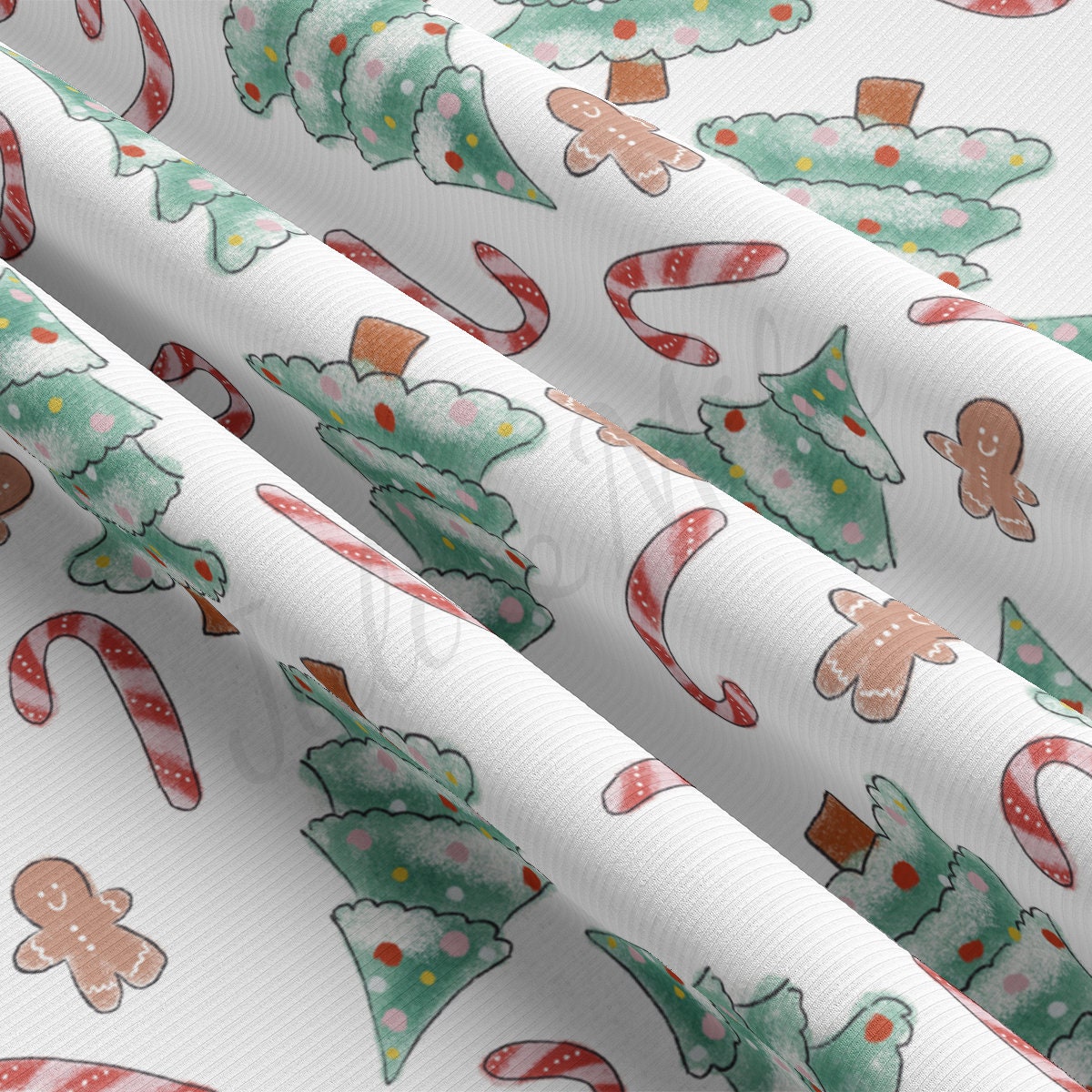 Rib Knit Fabric by the Yard Ribbed Jersey Stretchy Soft Polyester Stretch Fabric 1 Yard RBK2103 Christmas