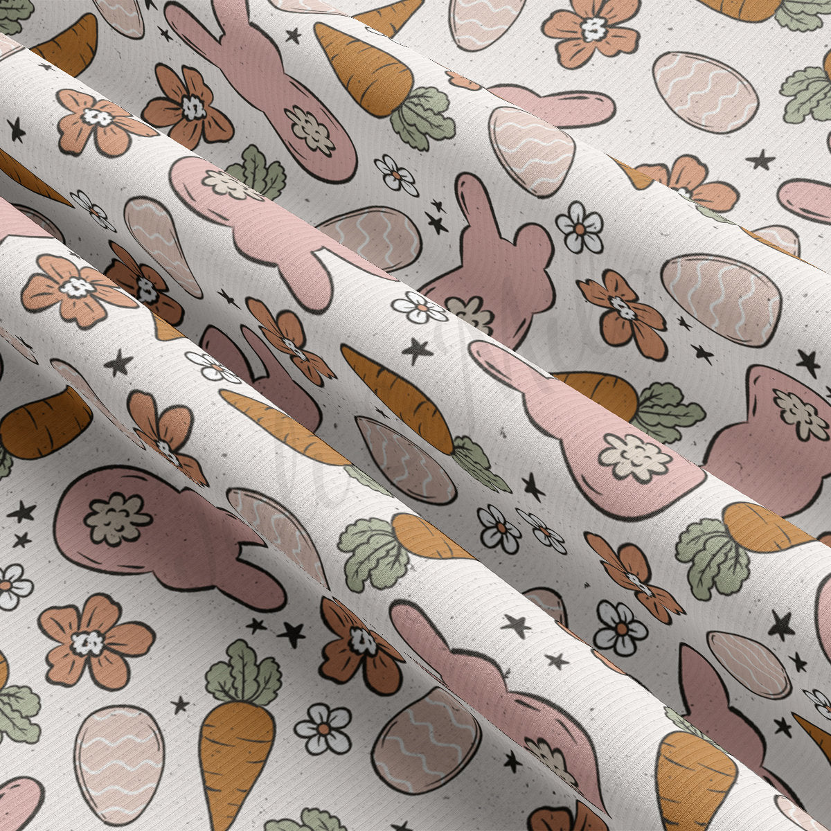 Rib Knit Fabric by the Yard Ribbed Jersey Stretchy Soft Polyester Stretch Fabric 1 Yard RBK2111 Easter