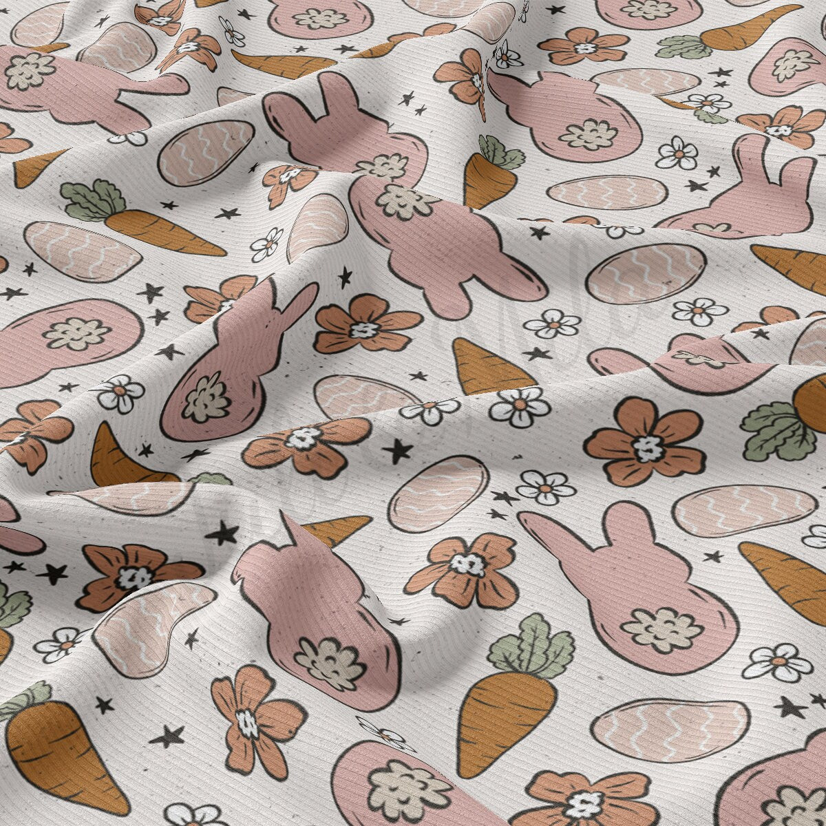 Rib Knit Fabric by the Yard Ribbed Jersey Stretchy Soft Polyester Stretch Fabric 1 Yard RBK2111 Easter