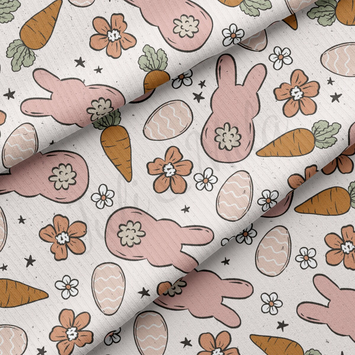 Rib Knit Fabric by the Yard Ribbed Jersey Stretchy Soft Polyester Stretch Fabric 1 Yard RBK2111 Easter