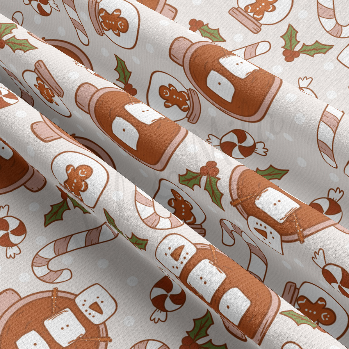 Rib Knit Fabric by the Yard Ribbed Jersey Stretchy Soft Polyester Stretch Fabric 1 Yard RBK2120 Christmas