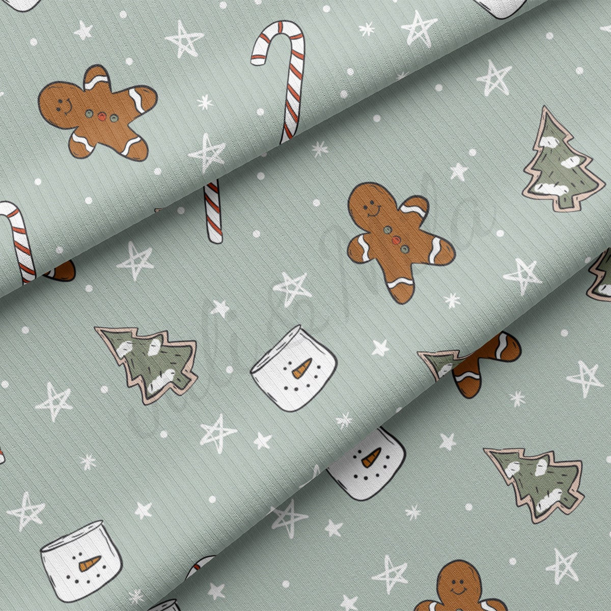 Rib Knit Fabric by the Yard Ribbed Jersey Stretchy Soft Polyester Stretch Fabric 1 Yard RBK2127 Christmas