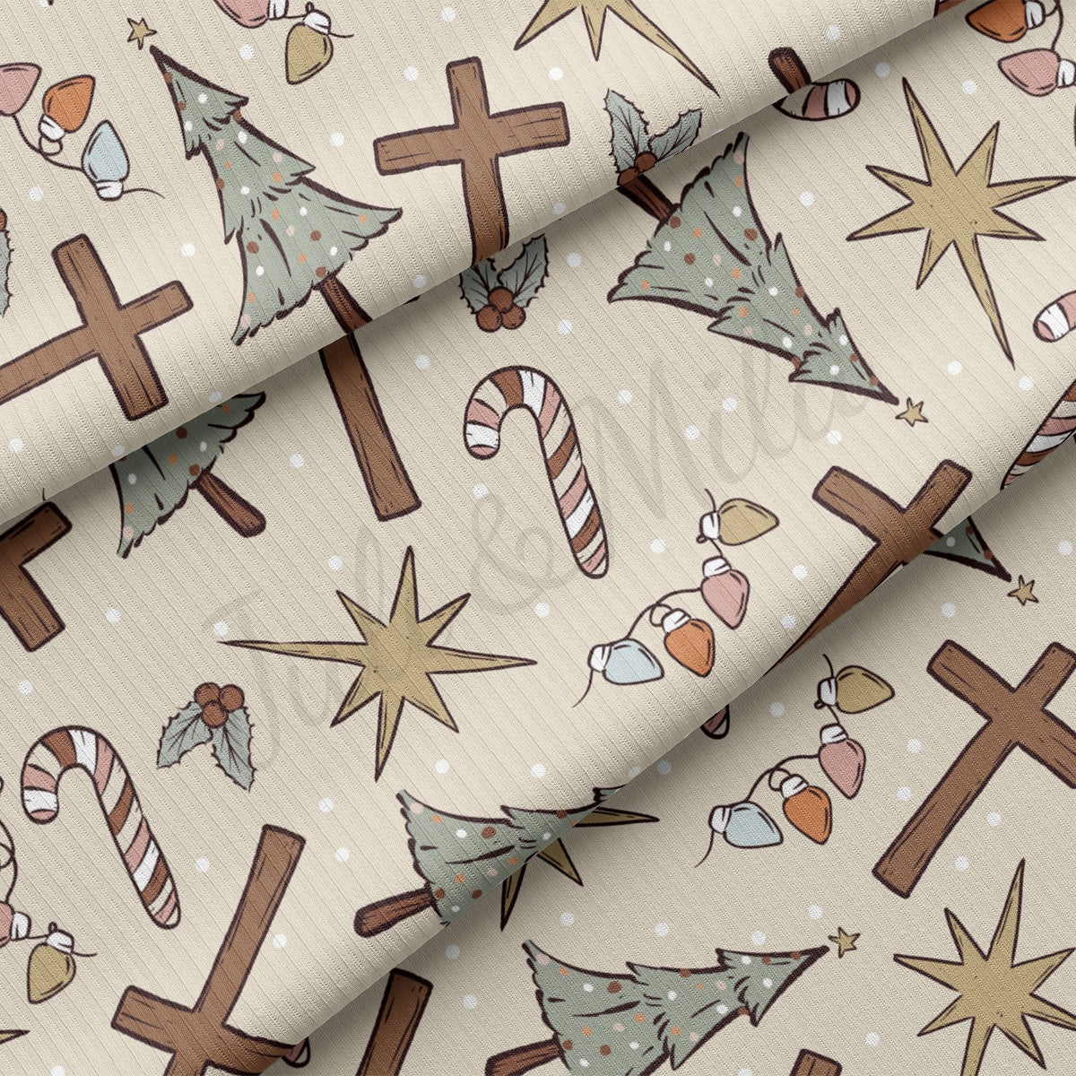 Rib Knit Fabric by the Yard Ribbed Jersey Stretchy Soft Polyester Stretch Fabric 1 Yard RBK2131 Christmas