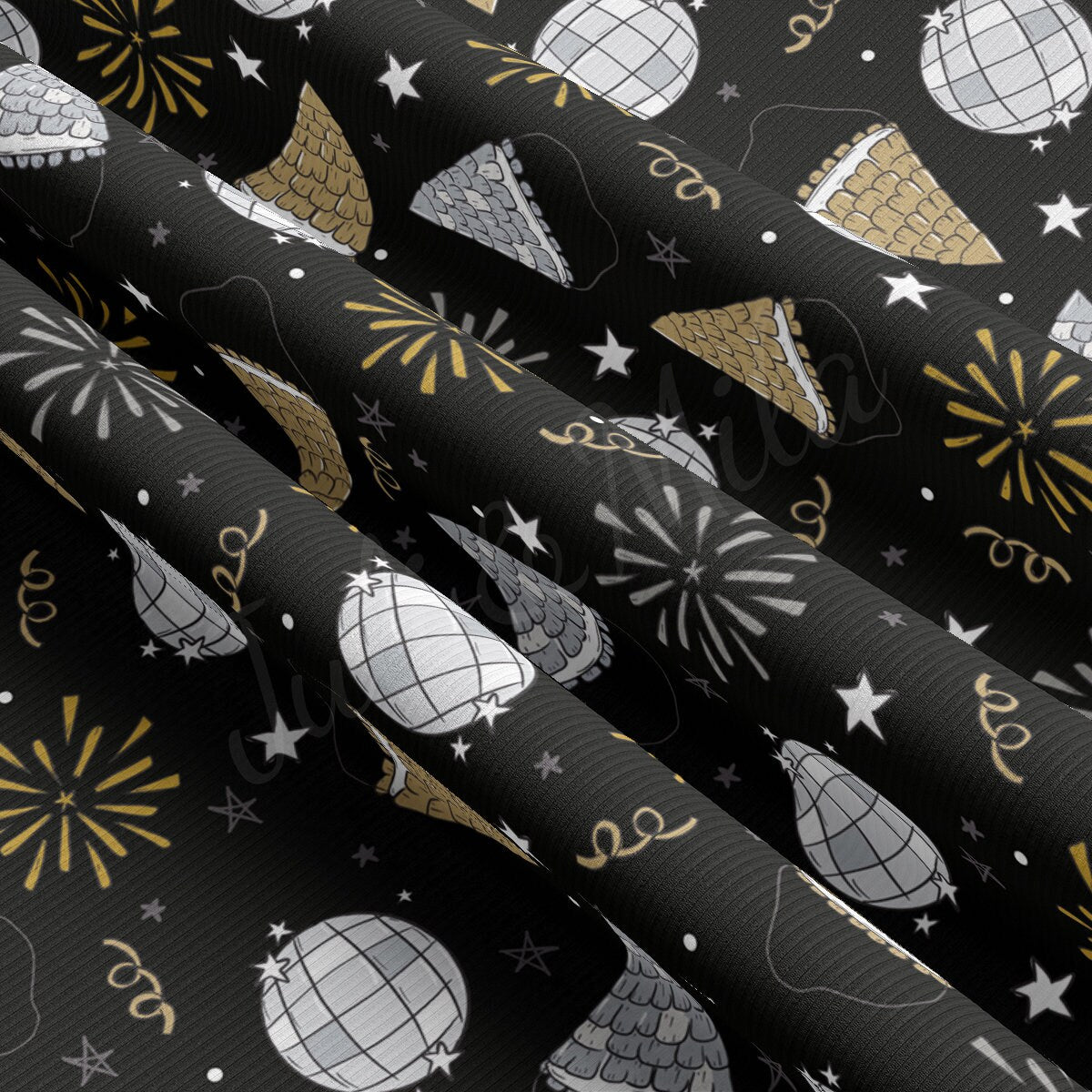Rib Knit Fabric by the Yard Ribbed Jersey Stretchy Soft Polyester Stretch Fabric 1 Yard RBK2135 New Year's Day