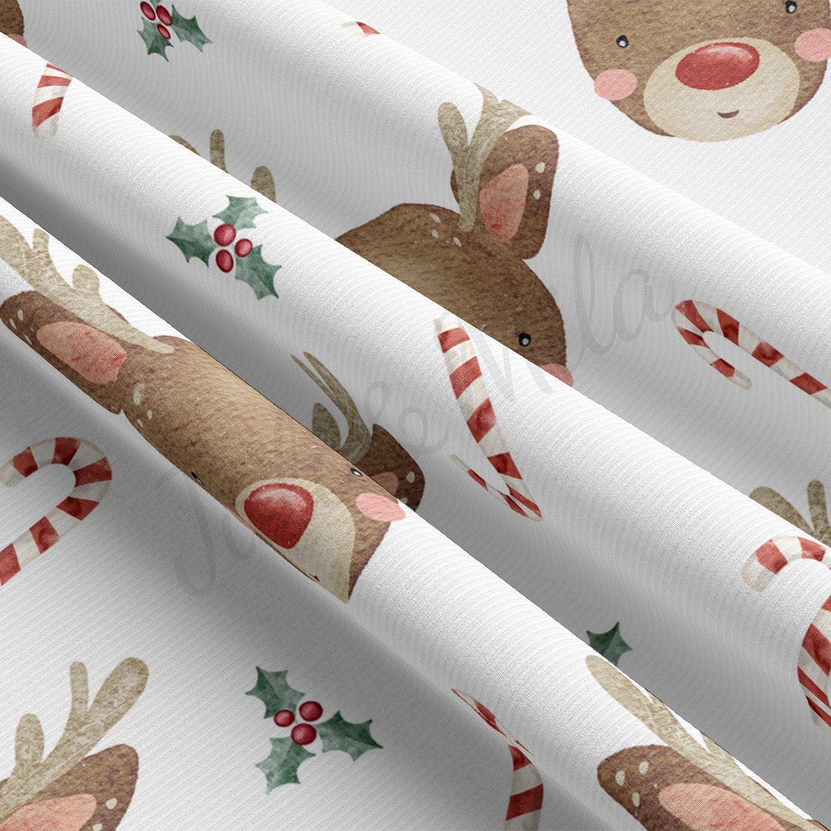 Rib Knit Fabric by the Yard Ribbed Jersey Stretchy Soft Polyester Stretch Fabric 1 Yard RBK2146 Christmas