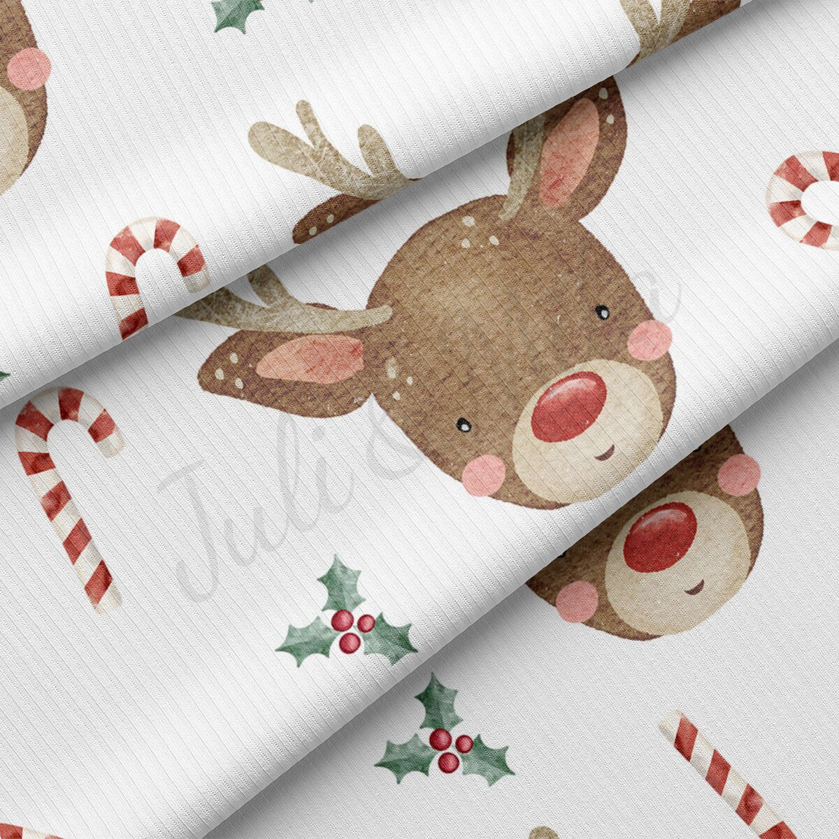Rib Knit Fabric by the Yard Ribbed Jersey Stretchy Soft Polyester Stretch Fabric 1 Yard RBK2146 Christmas