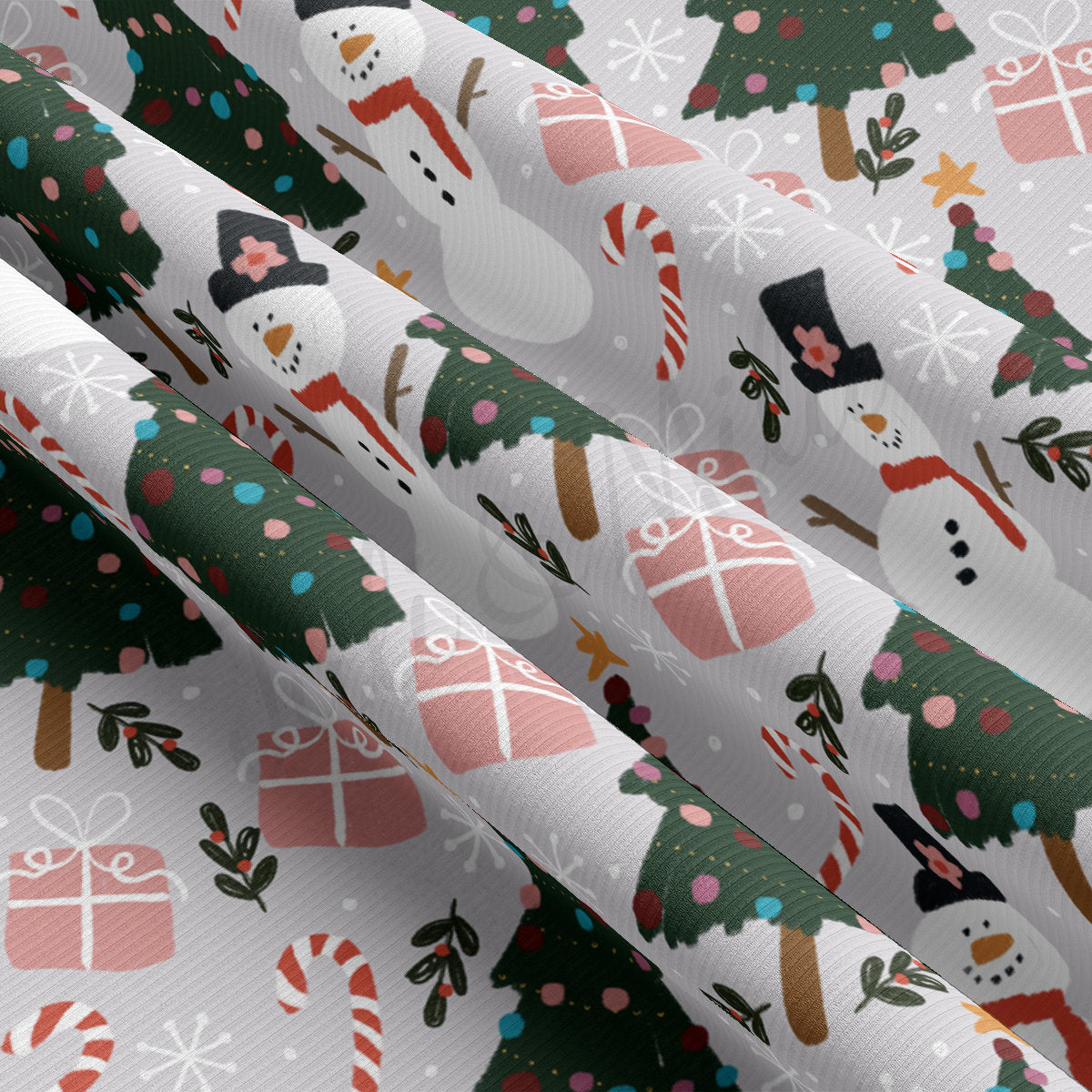 Rib Knit Fabric by the Yard Ribbed Jersey Stretchy Soft Polyester Stretch Fabric 1 Yard RBK2149 Christmas