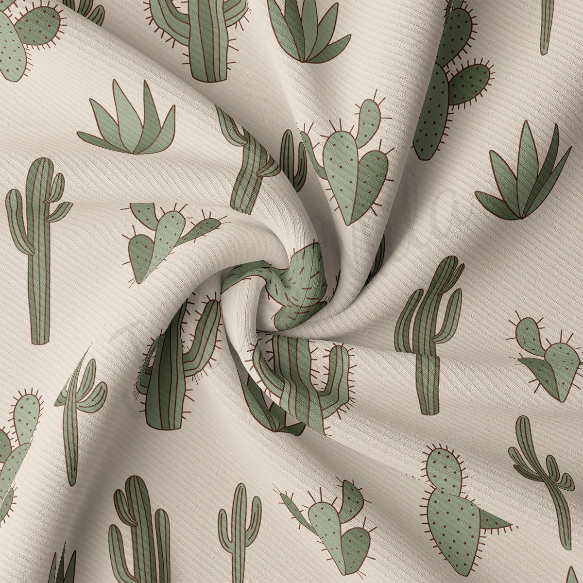 Boho Cactus Rib Knit Fabric by the Yard Ribbed Jersey Stretchy Soft Polyester Stretch Fabric 1 Yard RBK2162