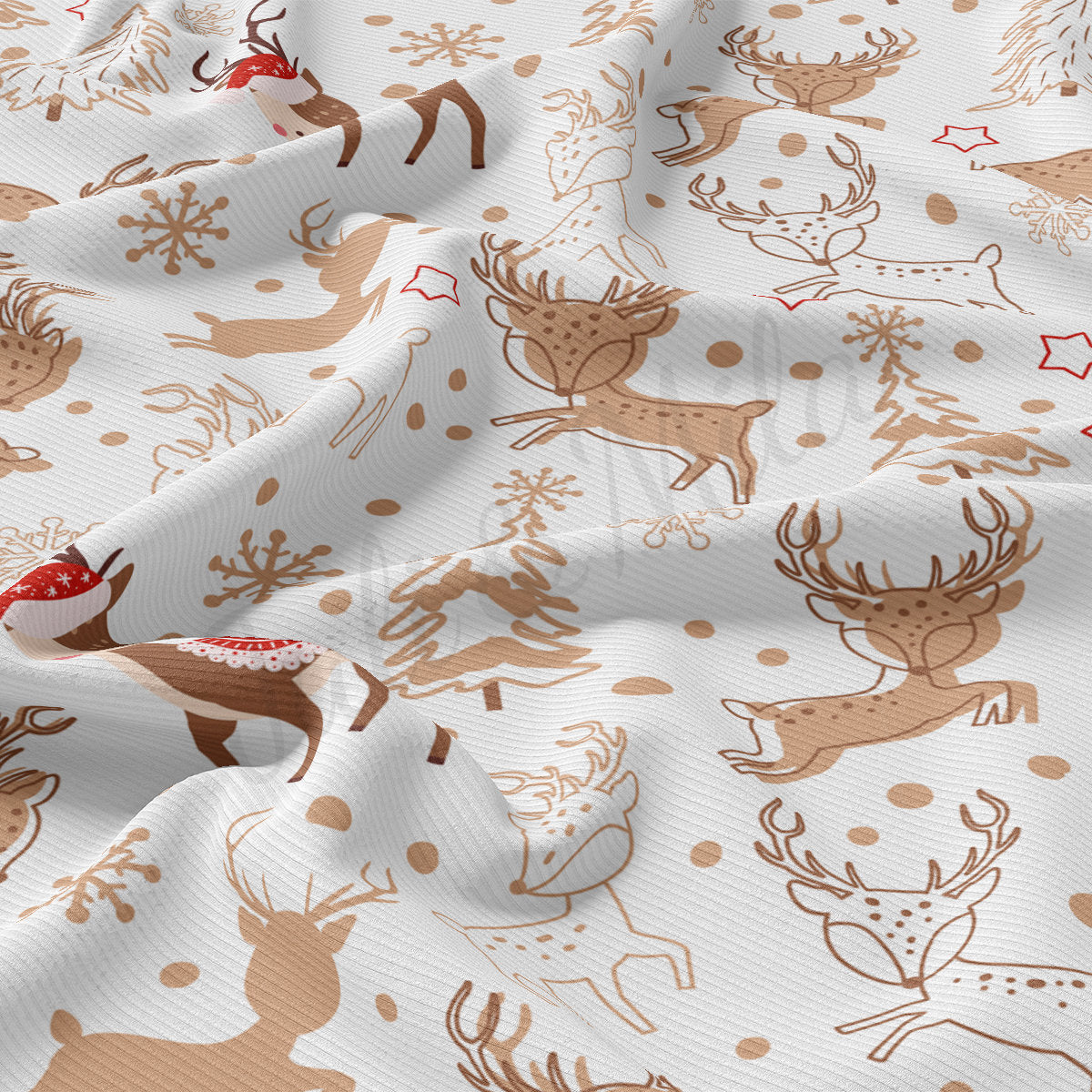Christmas Rib Knit Fabric by the Yard Ribbed Jersey Stretchy Soft Polyester Stretch Fabric 1 Yard RBK2165