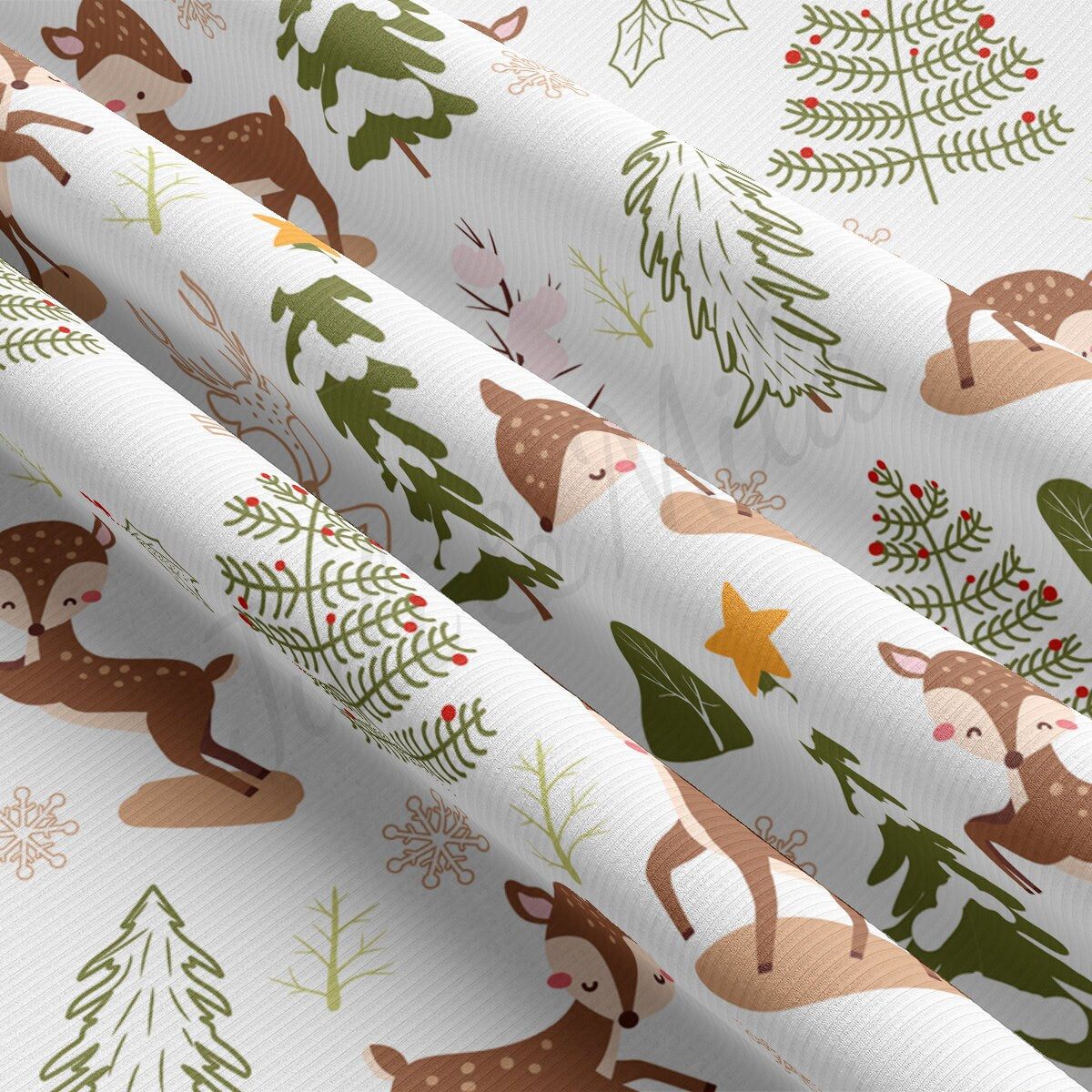 Christmas Rib Knit Fabric by the Yard Ribbed Jersey Stretchy Soft Polyester Stretch Fabric 1 Yard RBK2180