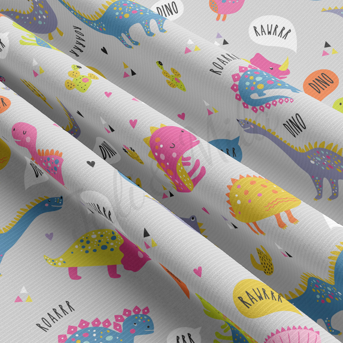 Rib Knit Fabric RBK2208 Dino Dinosaur