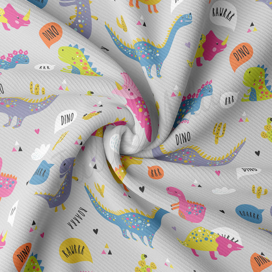 Rib Knit Fabric RBK2208 Dino Dinosaur