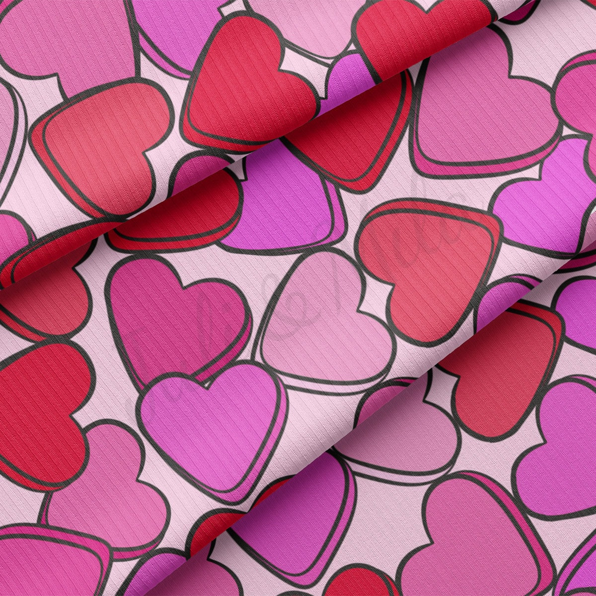 Rib Knit Fabric RBK2222 Valentine's Day