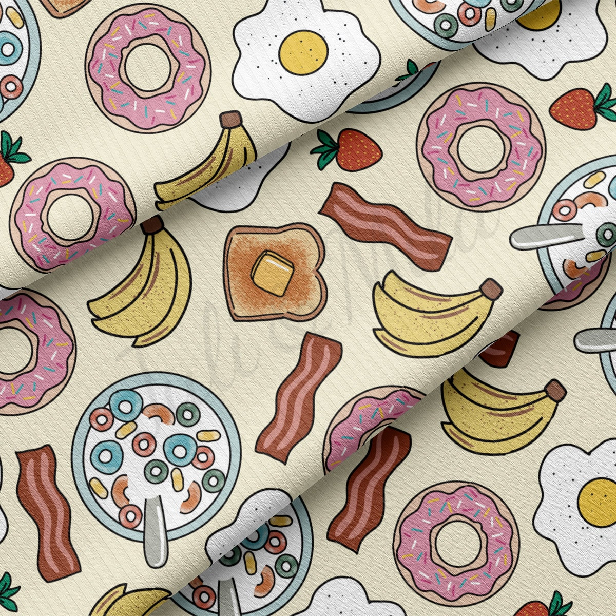 Rib Knit Fabric by the Yard Ribbed Jersey Stretchy Soft Polyester Stretch Fabric 1 Yard RBK2084 Food