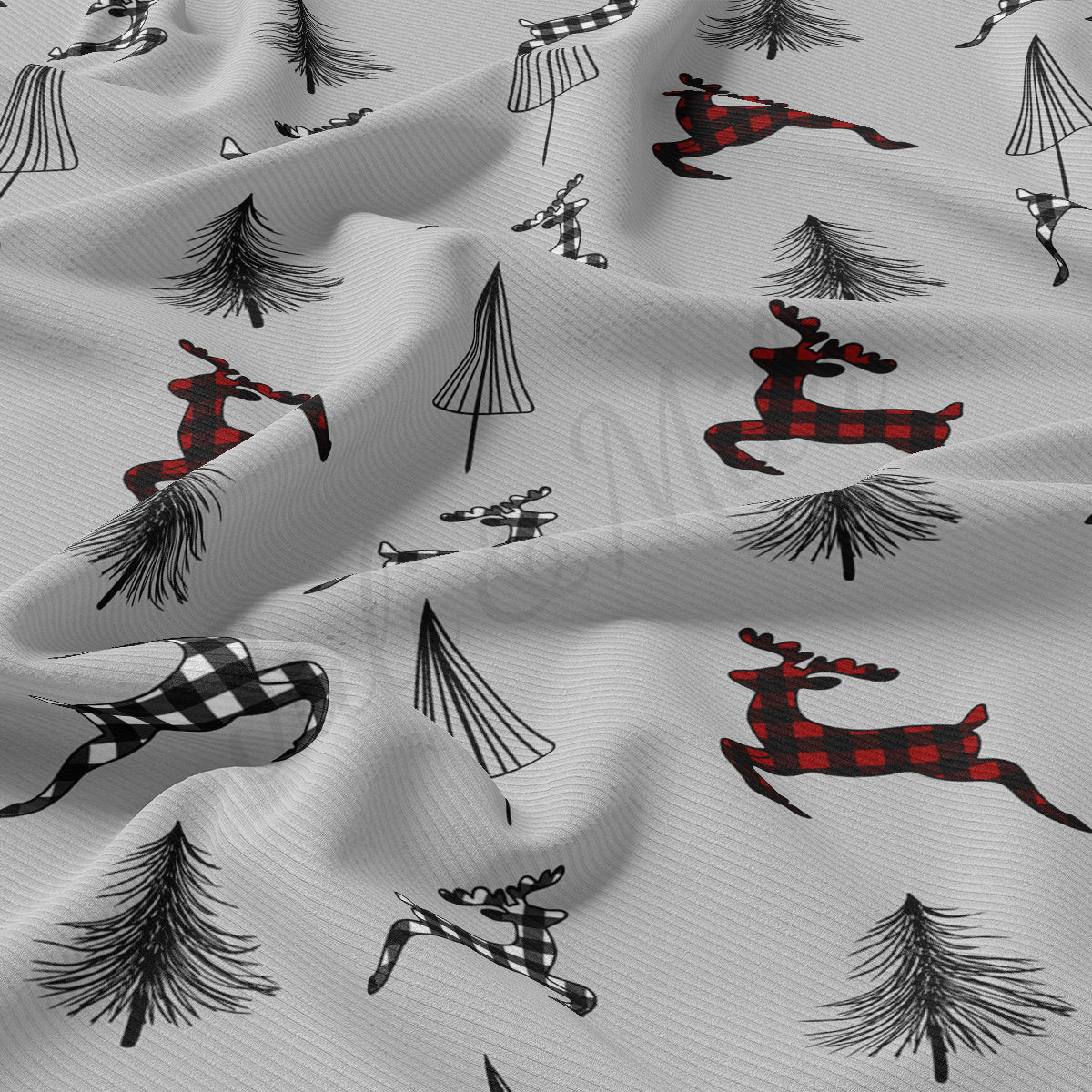 Rib Knit Fabric by the Yard Ribbed Jersey Stretchy Soft Polyester Stretch Fabric 1 Yard RBK2085 Christmas