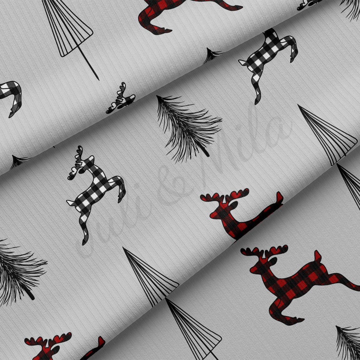 Rib Knit Fabric by the Yard Ribbed Jersey Stretchy Soft Polyester Stretch Fabric 1 Yard RBK2085 Christmas