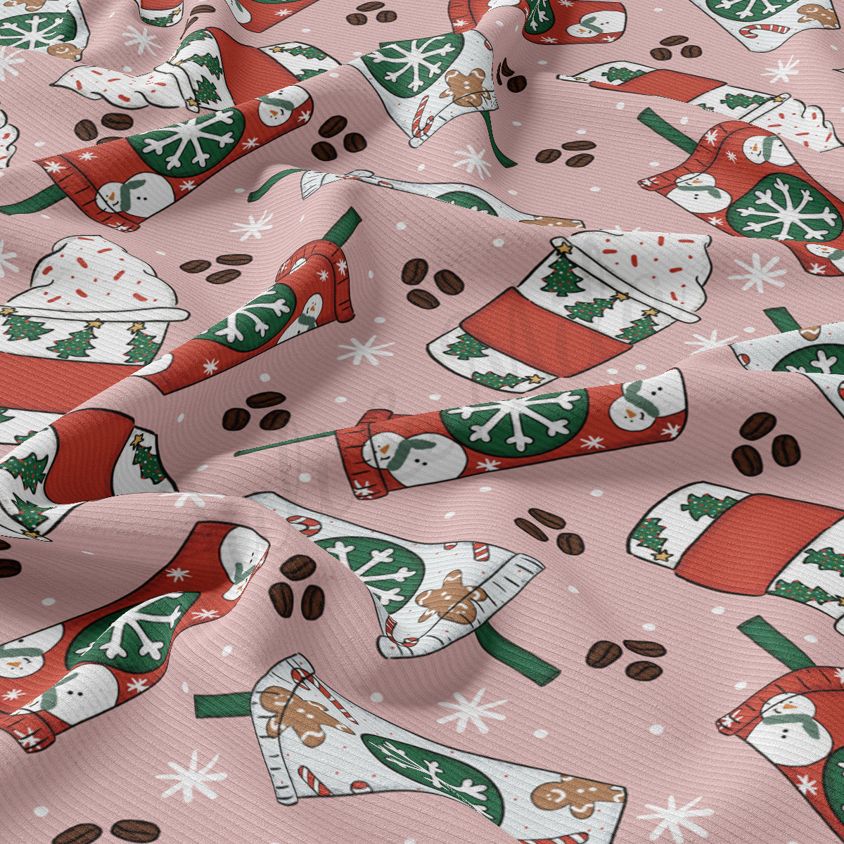Rib Knit Fabric by the Yard Ribbed Jersey Stretchy Soft Polyester Stretch Fabric 1 Yard RBK2093 Christmas