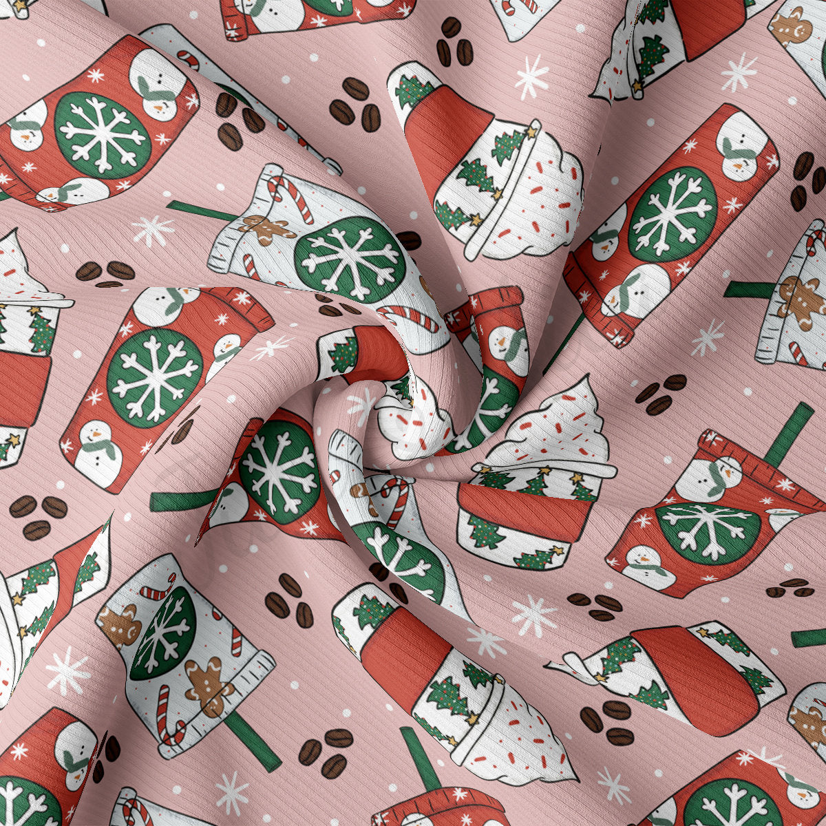 Rib Knit Fabric by the Yard Ribbed Jersey Stretchy Soft Polyester Stretch Fabric 1 Yard RBK2093 Christmas