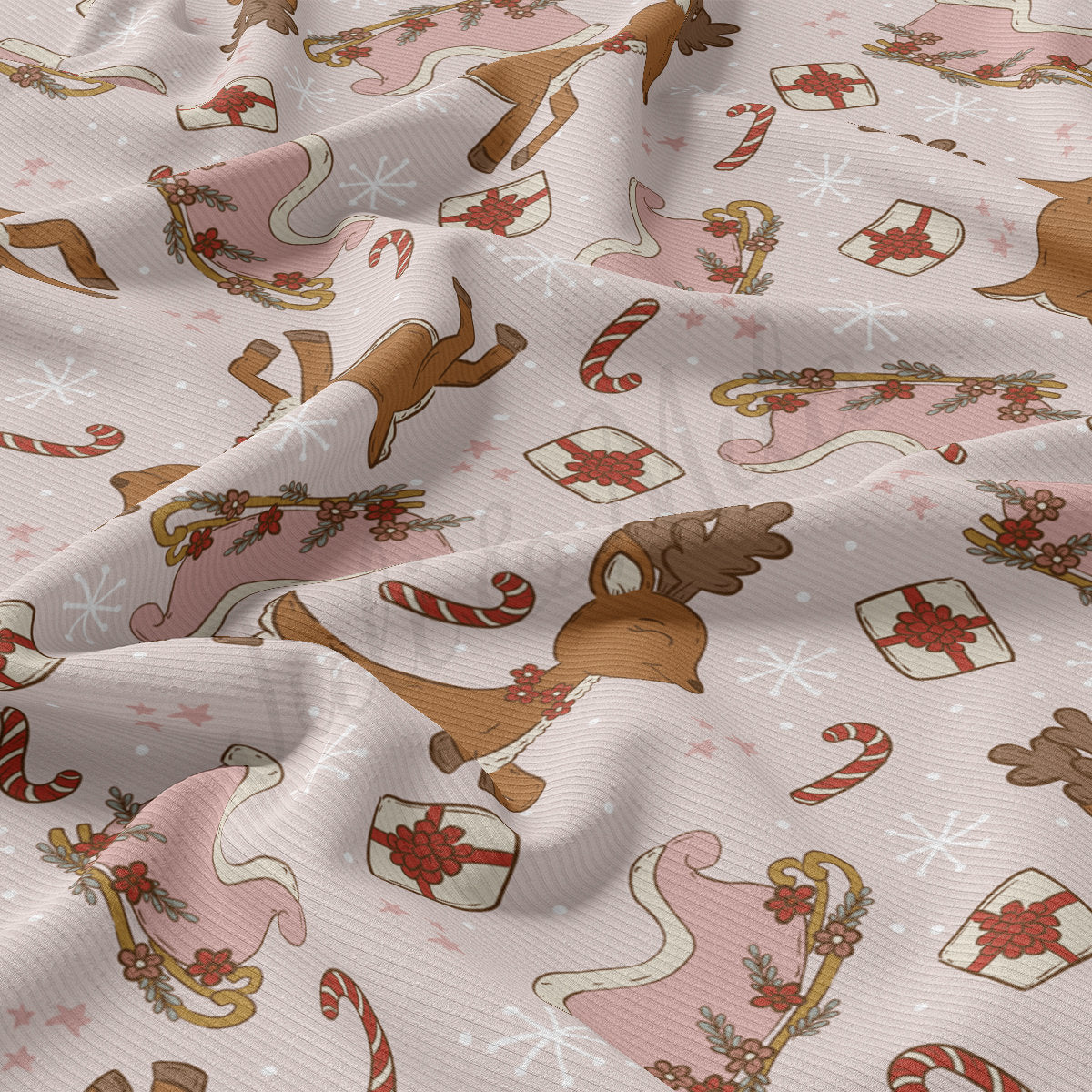 Rib Knit Fabric by the Yard Ribbed Jersey Stretchy Soft Polyester Stretch Fabric 1 Yard RBK2094 Christmas