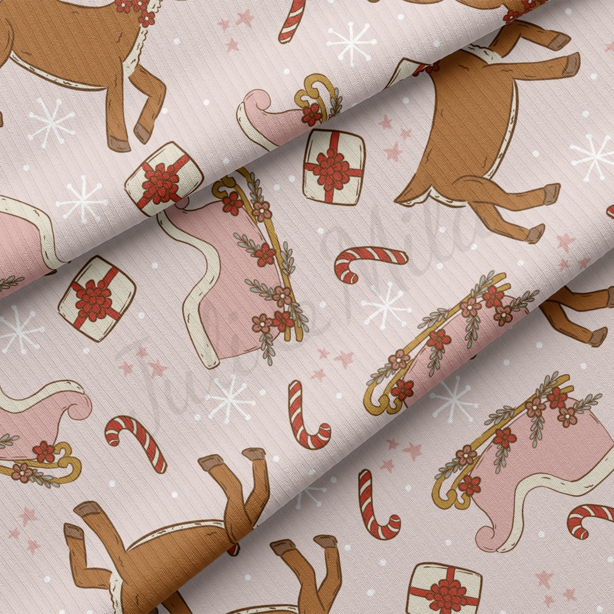 Rib Knit Fabric by the Yard Ribbed Jersey Stretchy Soft Polyester Stretch Fabric 1 Yard RBK2094 Christmas