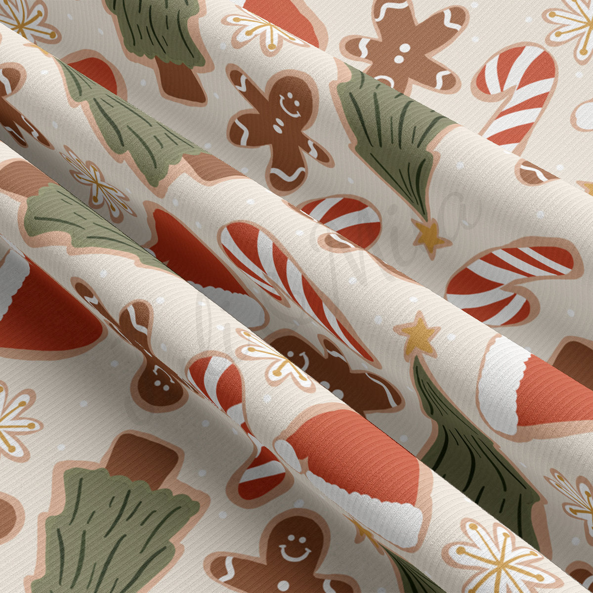 Rib Knit Fabric by the Yard Ribbed Jersey Stretchy Soft Polyester Stretch Fabric 1 Yard RBK2098 Christmas
