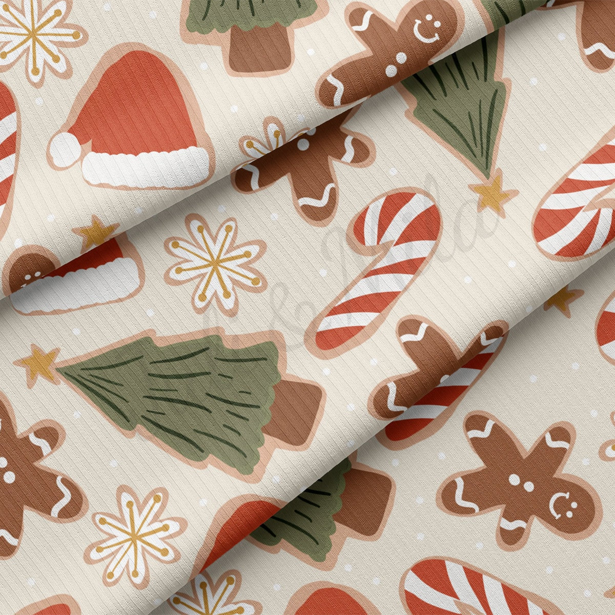 Rib Knit Fabric by the Yard Ribbed Jersey Stretchy Soft Polyester Stretch Fabric 1 Yard RBK2098 Christmas