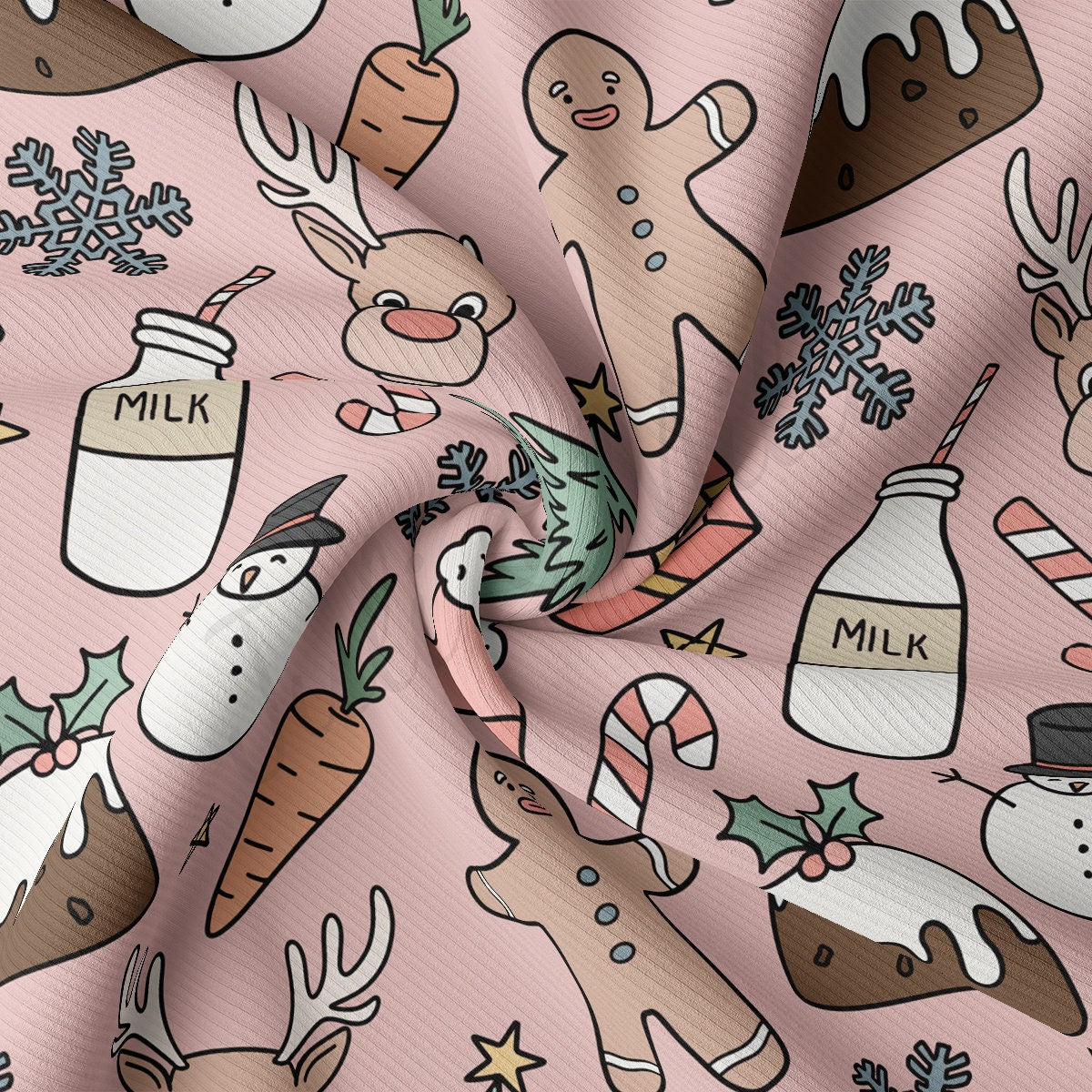 Rib Knit Fabric by the Yard Ribbed Jersey Stretchy Soft Polyester Stretch Fabric 1 Yard RBK2102 Christmas