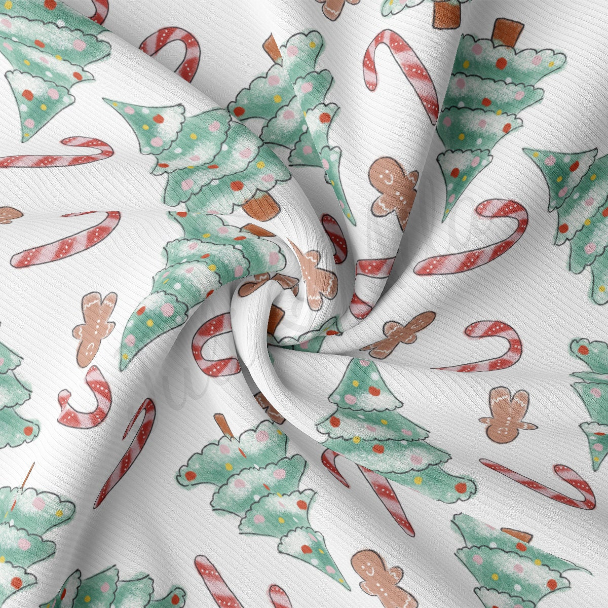 Rib Knit Fabric by the Yard Ribbed Jersey Stretchy Soft Polyester Stretch Fabric 1 Yard RBK2103 Christmas