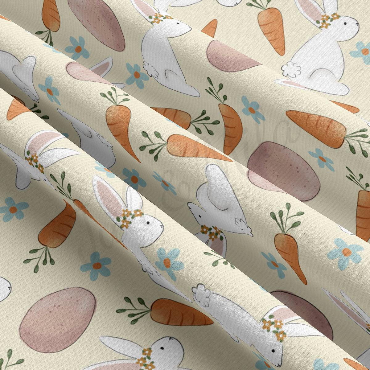 Rib Knit Fabric by the Yard Ribbed Jersey Stretchy Soft Polyester Stretch Fabric 1 Yard RBK2112 Easter