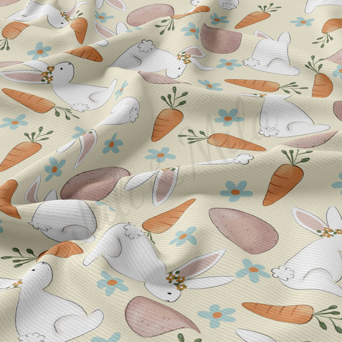 Rib Knit Fabric by the Yard Ribbed Jersey Stretchy Soft Polyester Stretch Fabric 1 Yard RBK2112 Easter