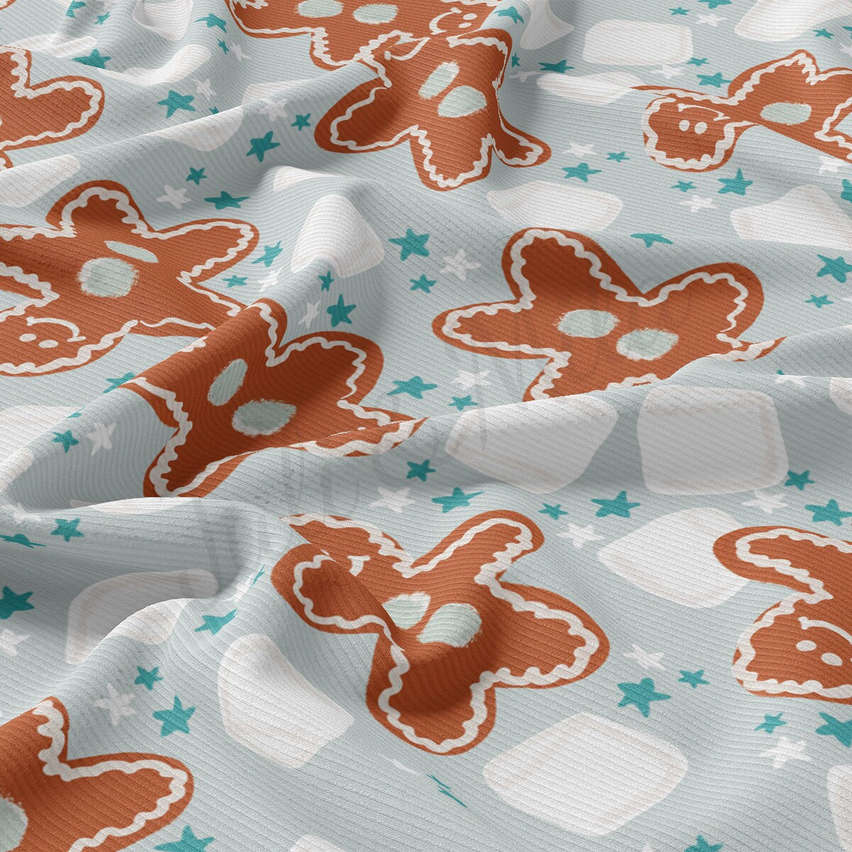 Rib Knit Fabric by the Yard Ribbed Jersey Stretchy Soft Polyester Stretch Fabric 1 Yard RBK2116 Christmas