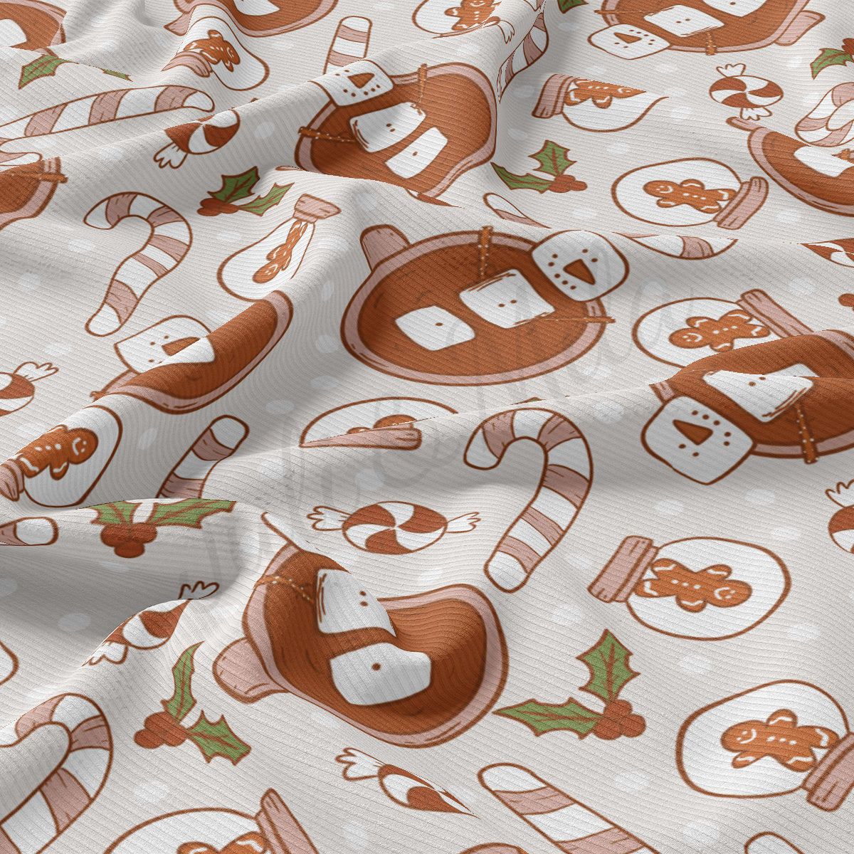 Rib Knit Fabric by the Yard Ribbed Jersey Stretchy Soft Polyester Stretch Fabric 1 Yard RBK2120 Christmas
