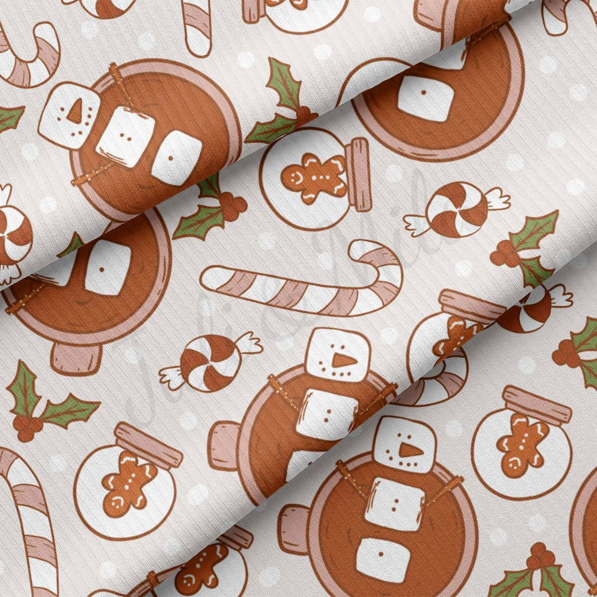 Rib Knit Fabric by the Yard Ribbed Jersey Stretchy Soft Polyester Stretch Fabric 1 Yard RBK2120 Christmas