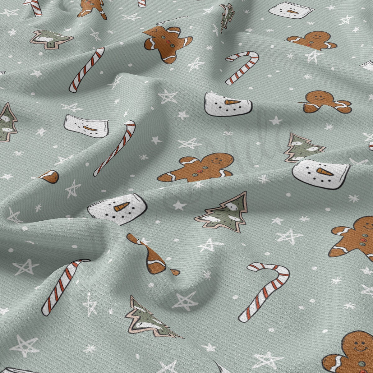 Rib Knit Fabric by the Yard Ribbed Jersey Stretchy Soft Polyester Stretch Fabric 1 Yard RBK2127 Christmas