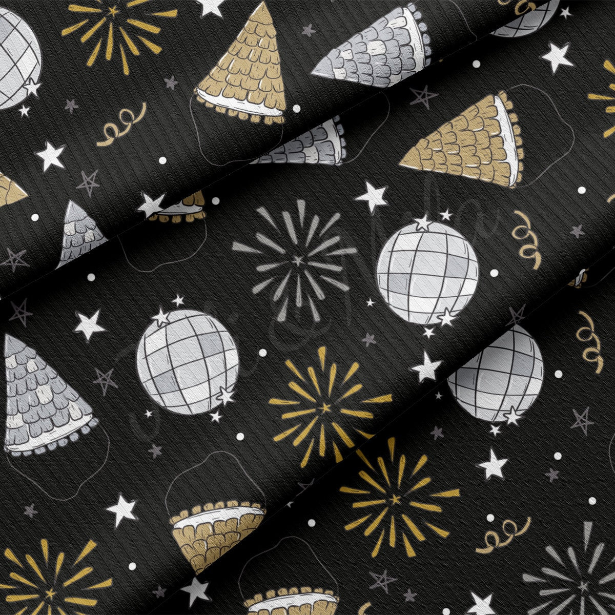 Rib Knit Fabric by the Yard Ribbed Jersey Stretchy Soft Polyester Stretch Fabric 1 Yard RBK2135 New Year's Day