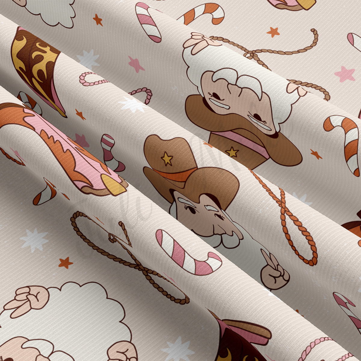 Rib Knit Fabric by the Yard Ribbed Jersey Stretchy Soft Polyester Stretch Fabric 1 Yard RBK2145 Christmas