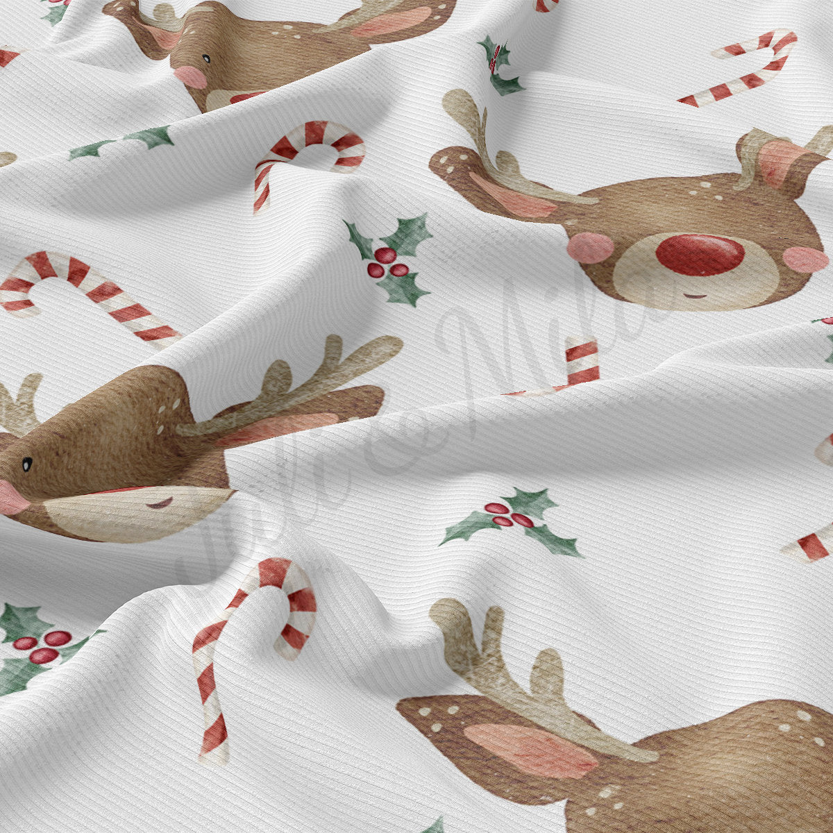 Rib Knit Fabric by the Yard Ribbed Jersey Stretchy Soft Polyester Stretch Fabric 1 Yard RBK2146 Christmas