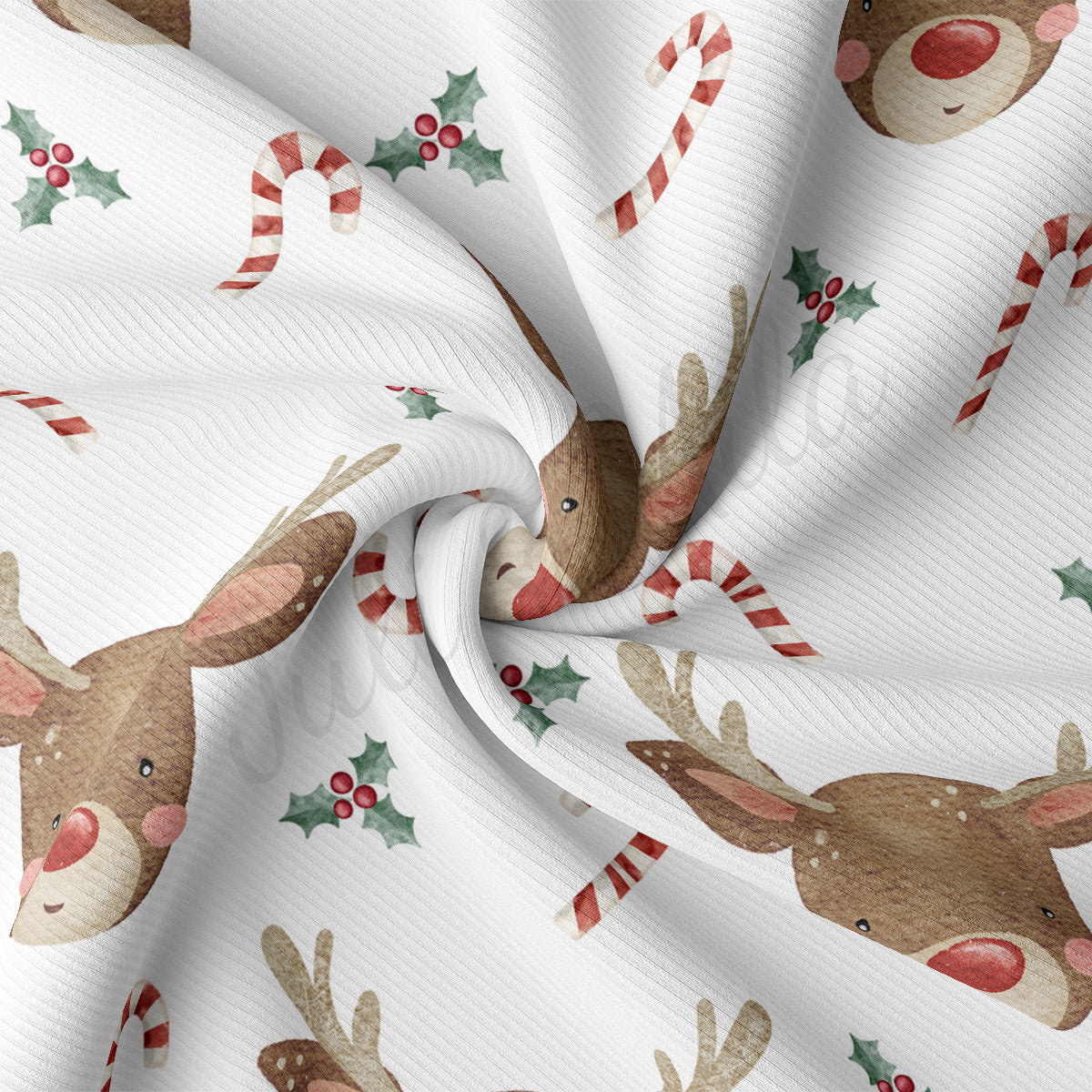 Rib Knit Fabric by the Yard Ribbed Jersey Stretchy Soft Polyester Stretch Fabric 1 Yard RBK2146 Christmas