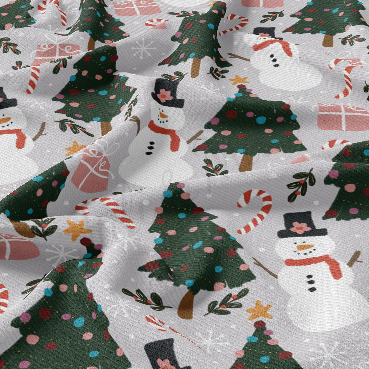 Rib Knit Fabric by the Yard Ribbed Jersey Stretchy Soft Polyester Stretch Fabric 1 Yard RBK2149 Christmas
