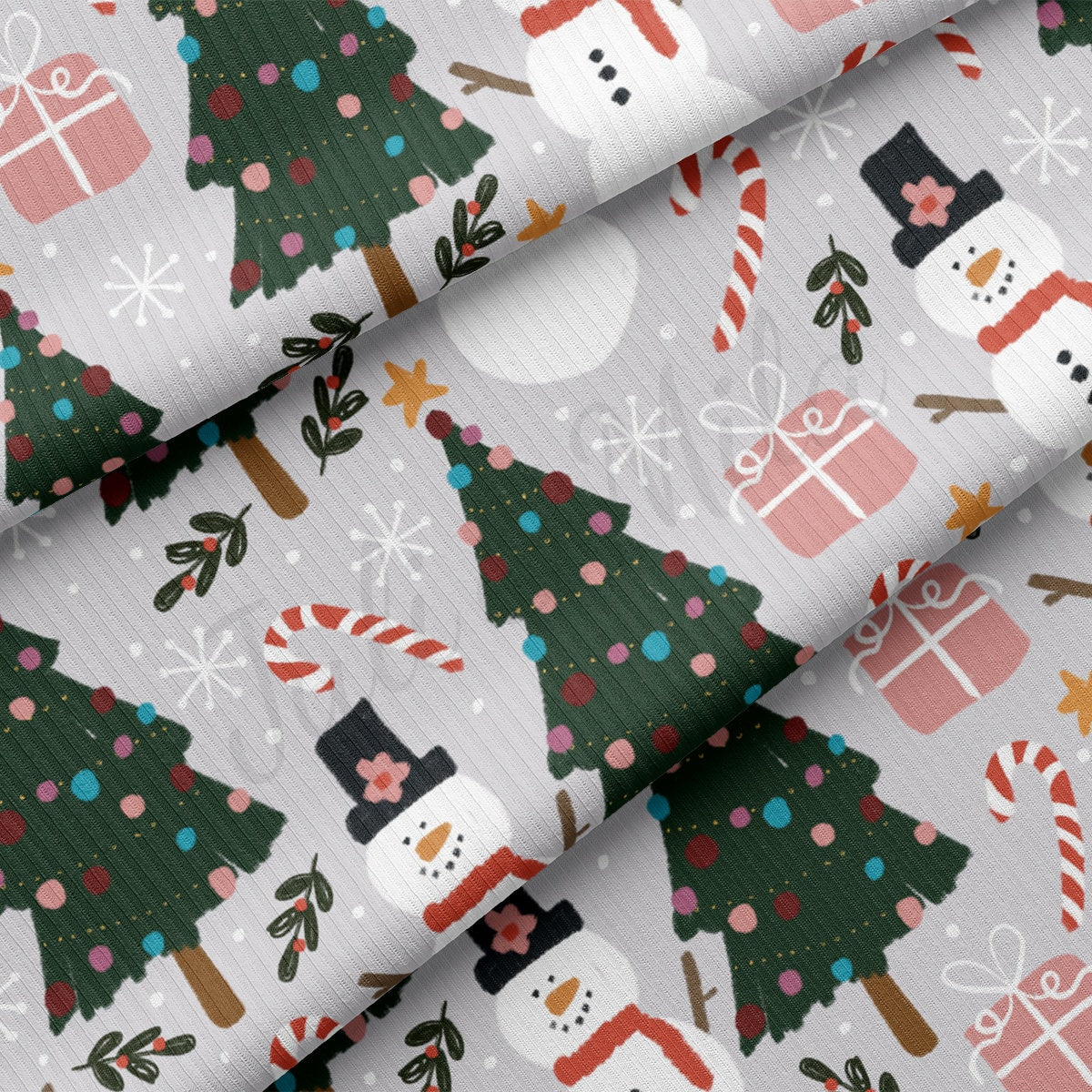 Rib Knit Fabric by the Yard Ribbed Jersey Stretchy Soft Polyester Stretch Fabric 1 Yard RBK2149 Christmas