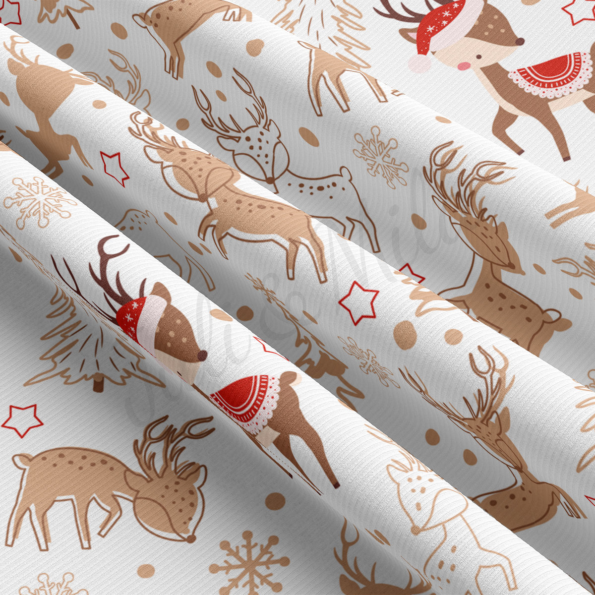 Christmas Rib Knit Fabric by the Yard Ribbed Jersey Stretchy Soft Polyester Stretch Fabric 1 Yard RBK2165